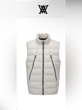 ANEW GOLF Men's Zipper Point Down Vest - Light Beige L $455